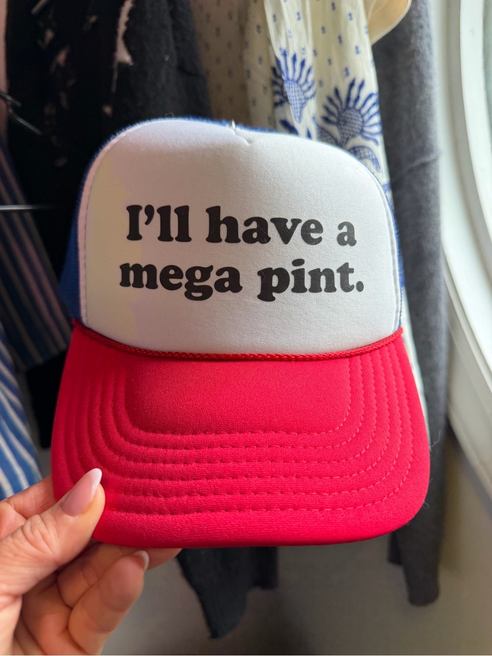 OTTO Red, White and Blue 'I'll have a mega pint.' Trucker Hat